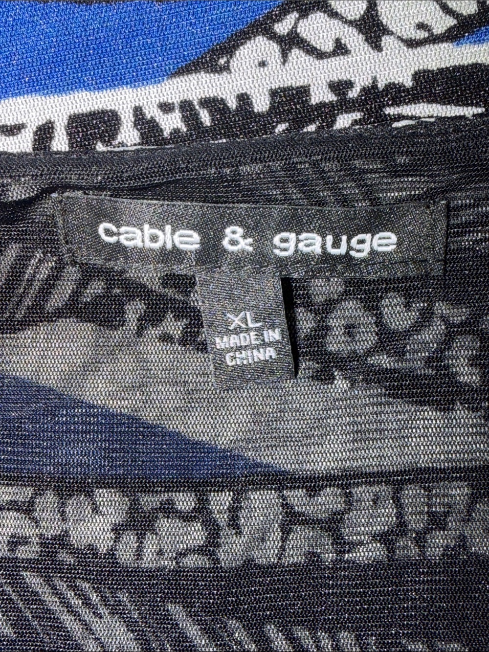 Cable & Gauge Blue, Black & White Cowl Neck Sleeveless Top EC. Size X-Large - Picture 2 of 8